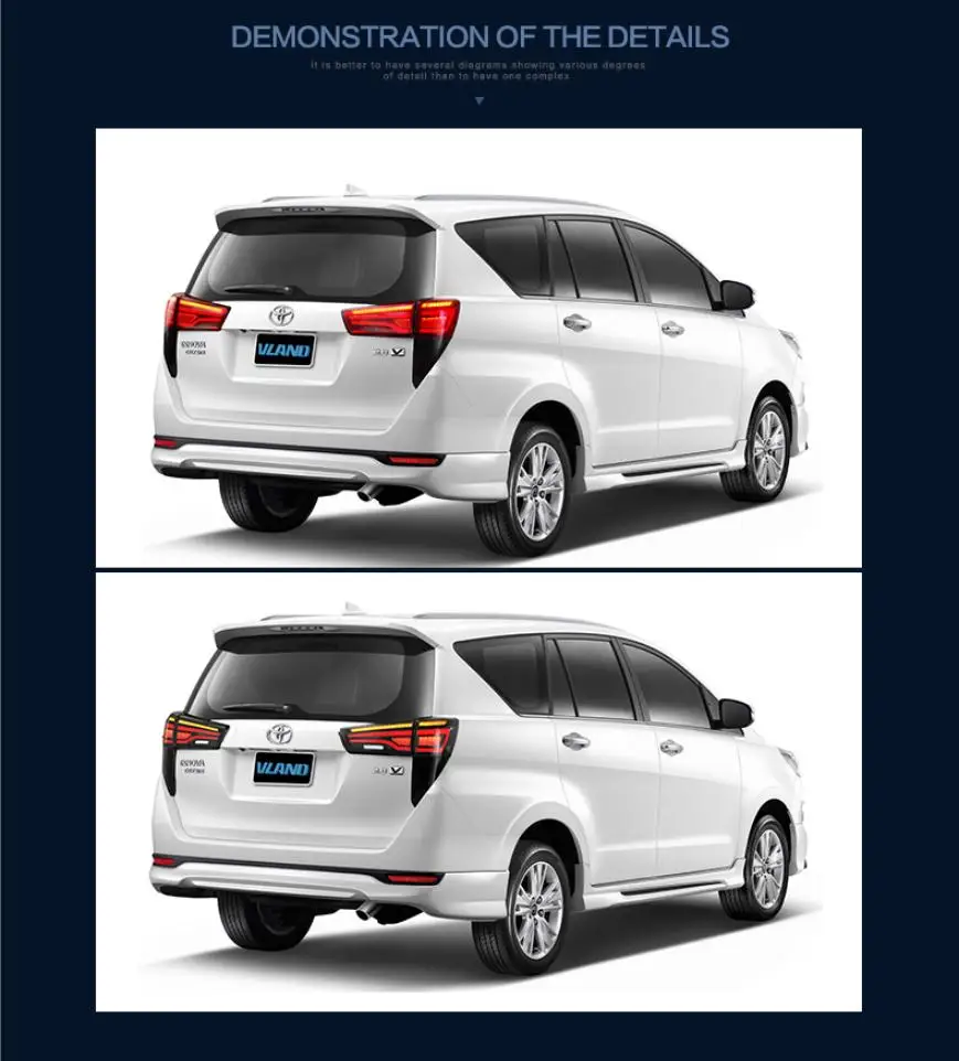 VLAND завод для задний габаритный фонарь автомобиля для Innova светодиодный задний фонарь с поворотник с светодиодный последовательным индикатор