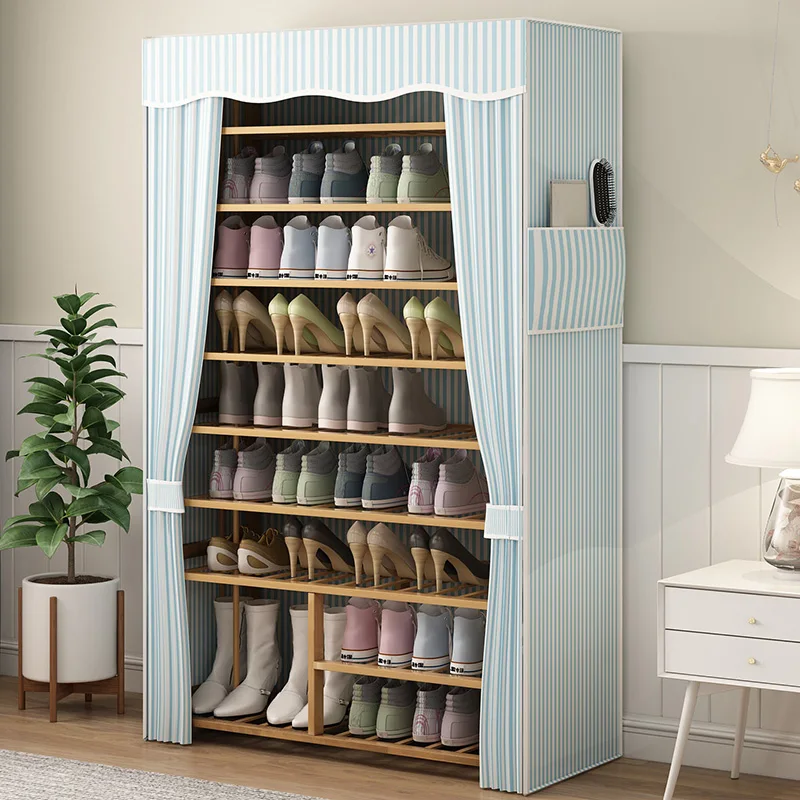 Multi-layer structure simple shoe rack position design dustproof household bamboo economical solid wood adjustabl | Дом и сад