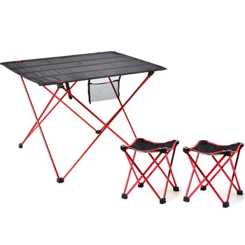 

HooRu Picnic Table Chairs Set Portable Folding Camping Table with Stools Lightweight Outdoor Backpack Beach Hiking Camping Set