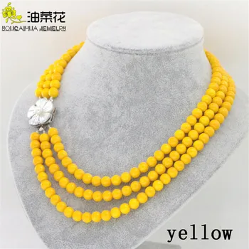 

Wholesale 11Colors New Fashion 3 Row Shell glass Imitation Round Pearl Necklace Chain Women Gift Wedding Jewelry Collares Bijoux