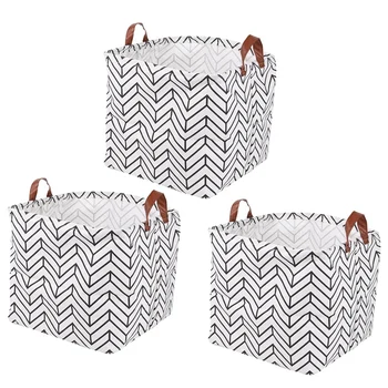

3 Pack Waterproof Storage Baskets with Handles, 13 x 13 x 13 Inch Storage Bins for Home, Office, Nursery, Laundry