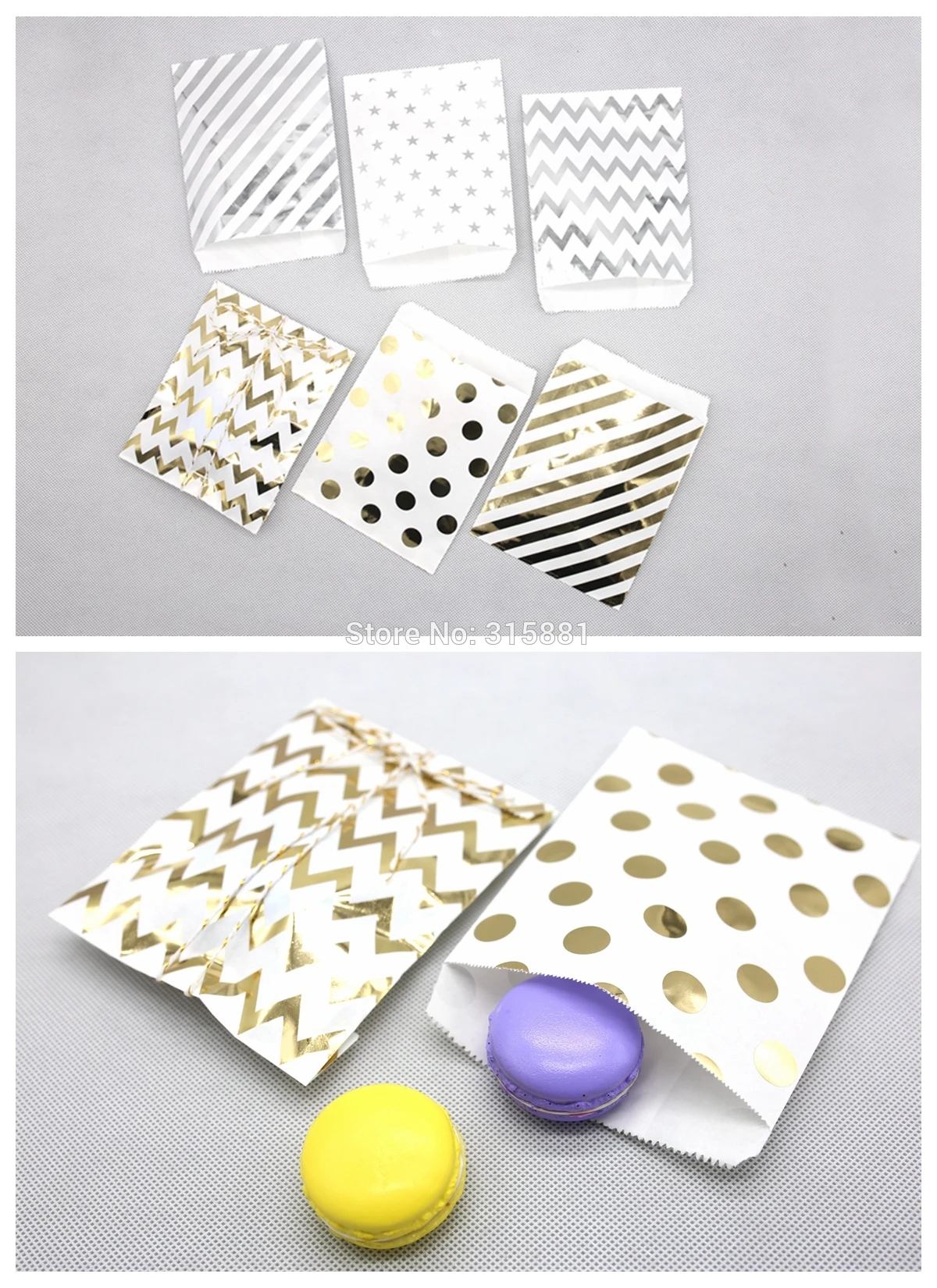 Золотистые и Серебристые свадебные пакеты для конфет подарочные вечерние Ринок