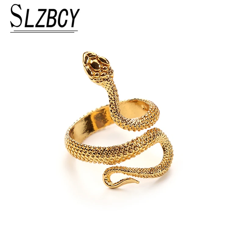 Anillos De Serpiente de moda para hombres y mujeres, joyas de metal de Color dorado, Punk Rock, joyería de Animal Vintage, anillo abierto Ajustable, venta al por mayor