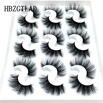 

HBZGTLAD 9 Pairs 3D natural mink eyelashes wholesale strip silk lashes new makeup eyelash extension false eyelashes for beauty