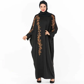 

vetement arabe 2020 Women Loose embroidery Bat Sleeve Muslim hijab dress Ramadan turkey dubai kafta abaya dress islamic Clothing
