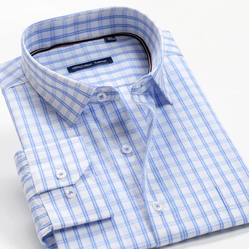 2024New Fall  Plus size long sleeve plaid shirt 8XL 9XL 10XL 11XL 12XL Men\'s 100% cotton shirt Brand clothing