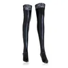 Lace Silicone Sexy Latex Stockings Ladies Black Faux Leather Thigh High Medias Women's Long Stockings Plus Size Leg Warmers ► Photo 3/6