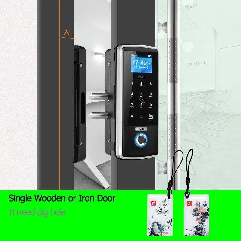 Hff74366327274cfe85b930fabc67221en Smart Door Fingerprint Lock Electronic Digital Gate Opener Electric RFID Biometric finger print security Glass Password Card