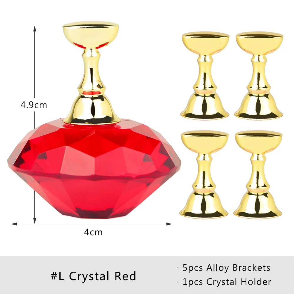L Crystal Red 1 набор, магнитный держатель для ногтей из сплава, практичный дисплей, стенд, акриловые хрустальные подставки, накладные кончики для ногтей, для салона, для самостоятельного маникюра, инструменты LA741 - Цвет: L Crystal Red