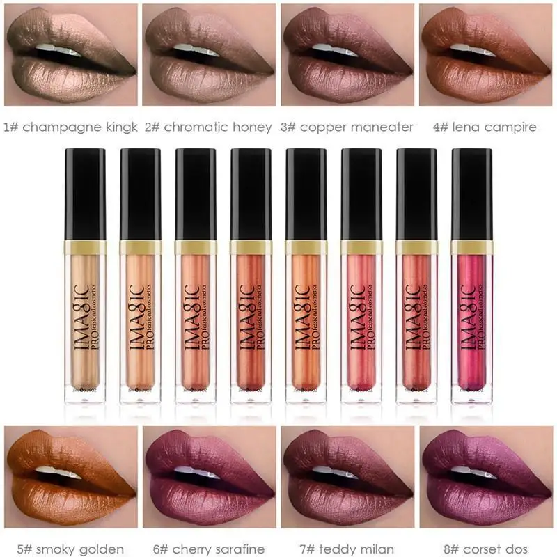 

Women Liquid Lipstick Shimmer Lip Paint Metal Waterproof Makeup Long Lasting Lip Gloss clear lip gloss liquid lipstick for girl