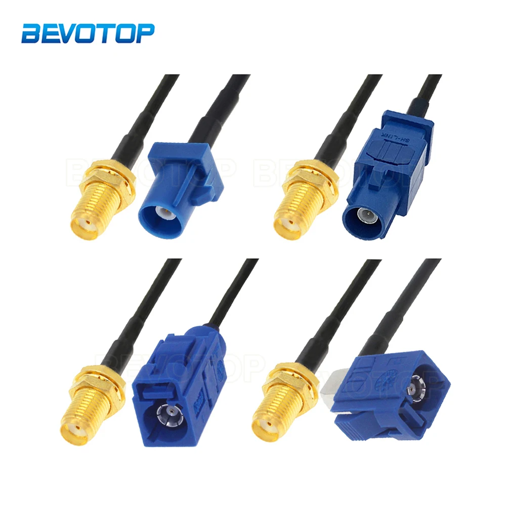 Adaptateur FAKRA C Femelle Vers SMA Femelle – Pour Antennes FM, GPS, Radar – Couleur Bleue Connecteur Bleu Nylon Laiton