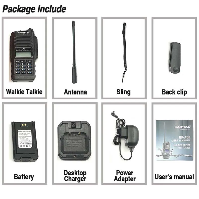 Baofeng BF-A58 Walkie Talkie IP67 Marine Waterproof UHF VHF Dual Band Two Way Radio Station Transceiver Ham Radio Baofeng BF A58