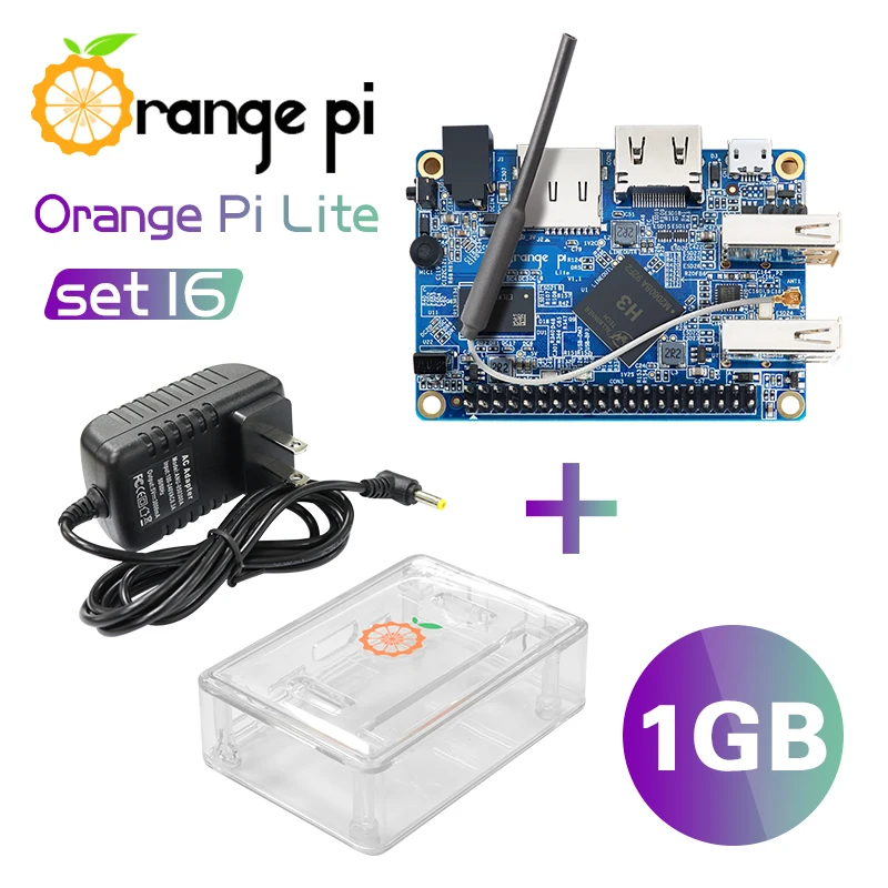 Чехол Orange Pi Lite 1 Гб + источник питания белый чехол использует AllWinner H3 SoC работает на