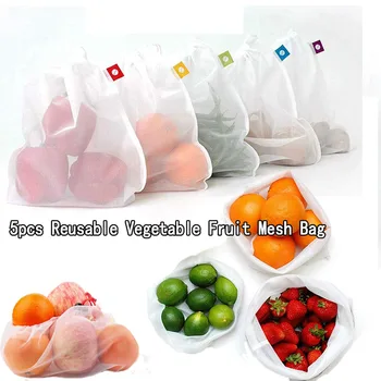 

Reusable Mesh Bag Vegetable And Fruit Net Storage Bag Polyester Mesh Splicing Mesh Bag Kitchen Storage Product Organizer