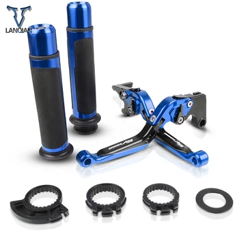 

Motorcycle Accessories CNC Adjustable Brake Clutch Levers And Handle Grips With LOGO For SUZUKI SV1000 2003 2004 2005 2006 2007