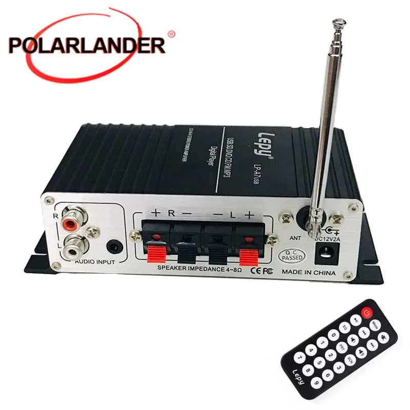LP-A7 USB Hi-Fi стерео аудио усилитель FM MP3-плеер 2 канала с USB/SD портом и пультом дистанционного управления Автомобильные усилители