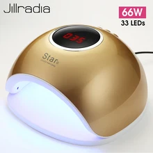 Jillradia УФ-Сушилка для ногтей, маникюрная лампа 66 Вт для быстрой сушки всех гель-лаков, ледяная лампа, инструменты для маникюра с 33 светодиодами