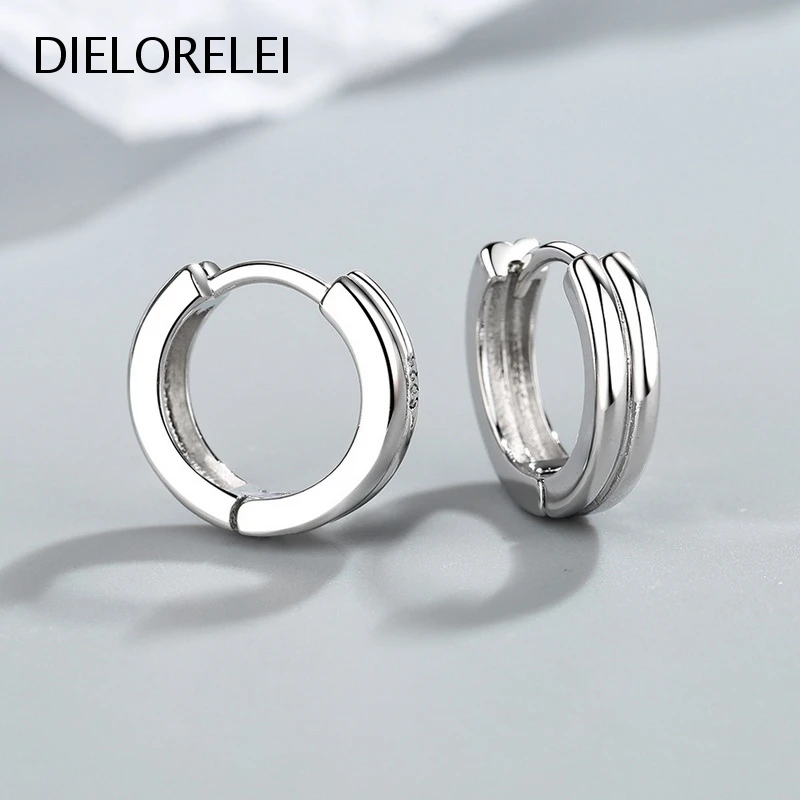 DIELORELEI 925 пробы серебряные серьги-кольца двухслойные ушные пряжки предотвращают