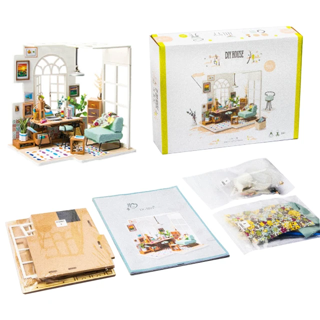 Robotime DIY Miniature Doll House with Furniture Toys for Children Wood Dollhouse Doll Accessories Girl's Gifts SOHO Time DGM01 6