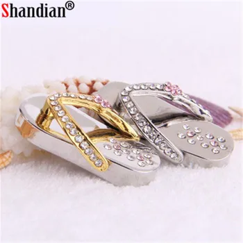 

SHANDIAN crystal slippers USB Flash drive Memory stick Pen Drive usb Stick 4GB 16GB 32GB 64GB Pendrives girl's gift beauty shoes