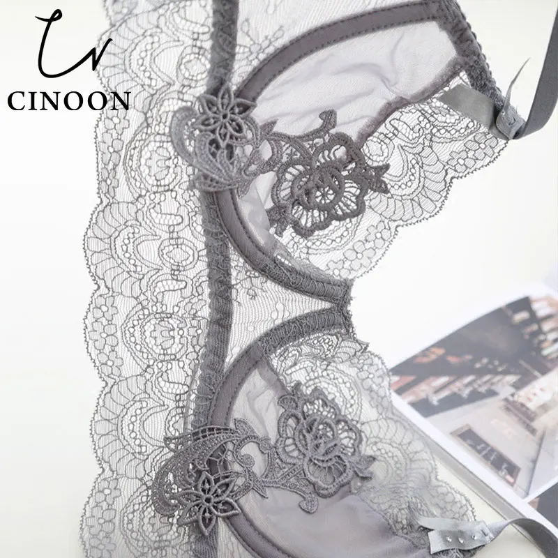 CINOON Новое Сексуальное нижнее белье Прозрачное ультра тонкий бюстгальтер набор