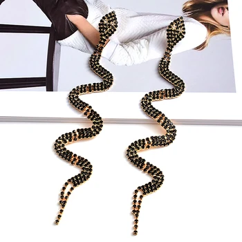 

New Arrival Statement Snake Crystal Long Drop Earrings High-Quality Fashion Trend Jewelry Accessories For Women Wholesale