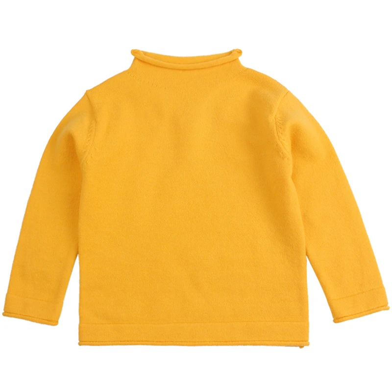 Yellow Однотонный свитер для маленьких девочек; удобная хлопковая одежда для детей; милый мягкий пуловер с воротником под горло для девочек; пальто; теплая зимняя одежда; - Цвет: Yellow