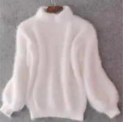 white Pull Femme Nouveaute, Зимний пуловер с высоким воротом, мохер, женские свитера и пуловеры, теплый Свободный пуловер с рукавами-фонариками - Цвет: white