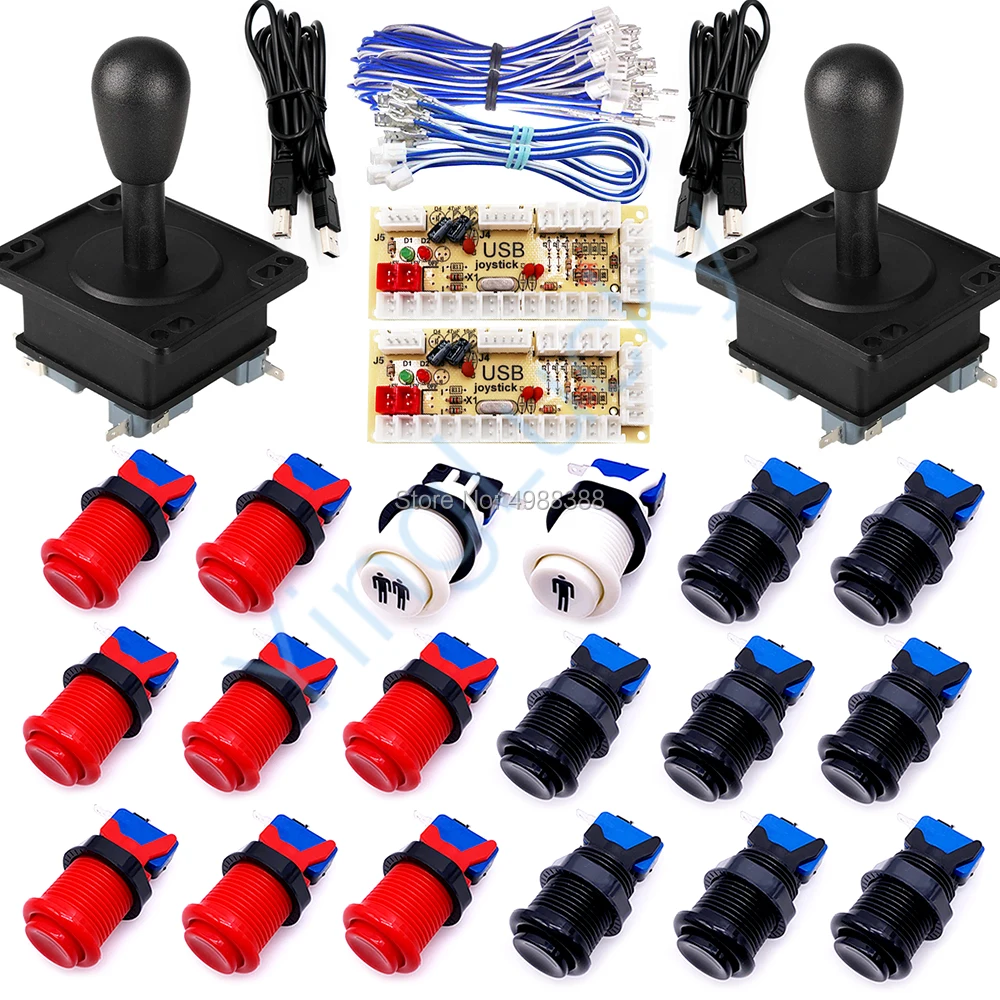 조이스틱 키트 DIY 아케이드 2 인용 USB 인코더, 미국 조이스틱 버튼 게임, PC-라즈베리 파이 MAME