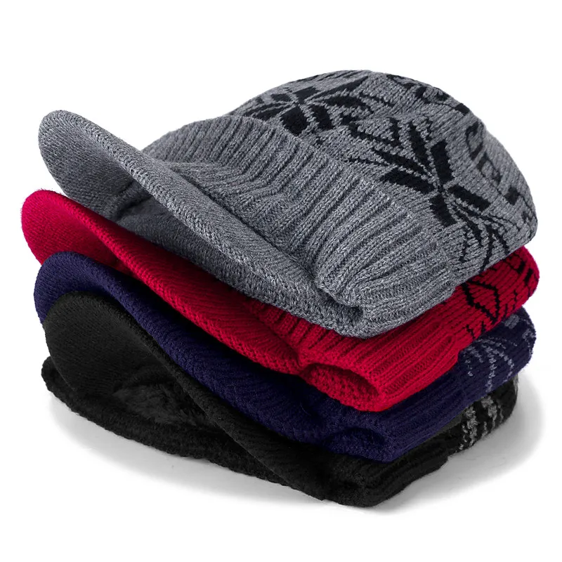 New Men Warm Winter Hat With Brim Stylish Add Fur Lined Soft  display picture 2