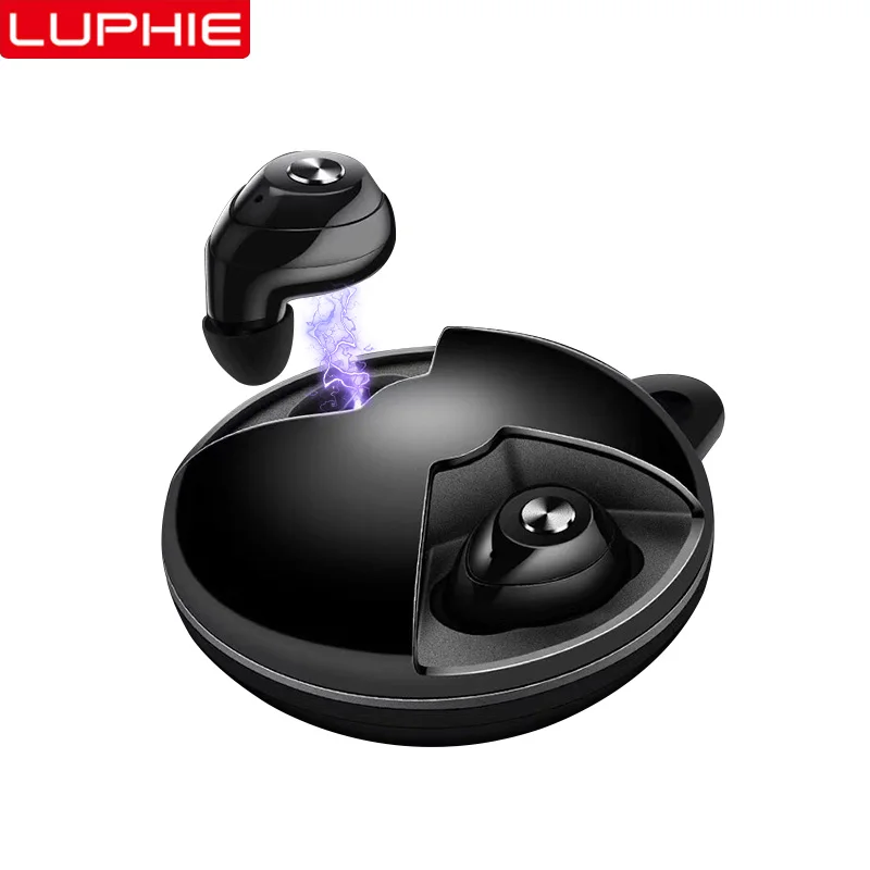 Luphie Mini Dual V5.0 TWS беспроводные наушники Bluetooth наушники 3D стерео звук наушники с двойным микрофоном и зарядным устройством - Цвет: Черный
