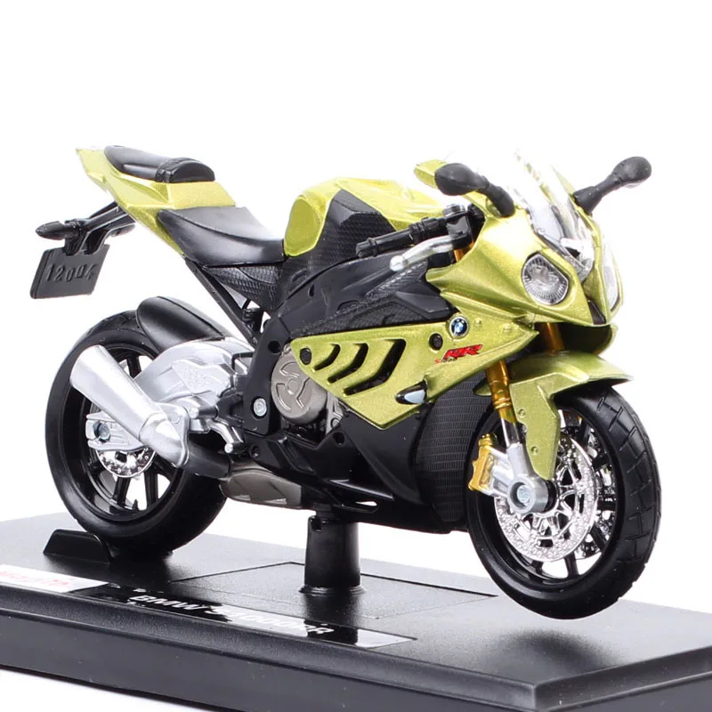 Children's Small Maisto 1/18 Scale Motorrad S1000RR 2009 Motorcycle SuperBike Vehicle Diecast Model Toy Motobike Miniature Green automaxx 1 12 scale 2009 s1000rr motorrad motorcycle model diecasts