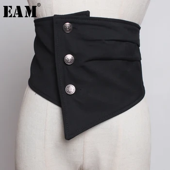 

[EAM] Pearl Split Joint Irregular Elastic Wide Belt Personality Women New Fashion Tide All-match Spring Autumn 2020 JU013