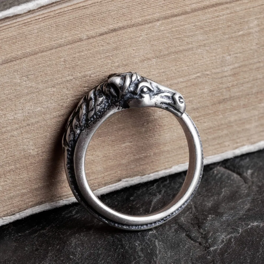 

Retro Adjustable Rock Punk Ring Real Pure 925 Sterling Silver Horse Head Open Rings Men And Women Prevent Allergy Jewelry