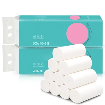 

12 Rolls Of 4Layers Soft Toilet Paper Roll Bathroom Strong Paper Towel Coreless Safe Healthy Soft Practical For Home LoungeTP899