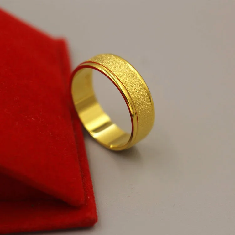 

Euro copper plated Vietnamese sand gold jewelry frosted gold ring lovers ring men and women marriage ring end ring