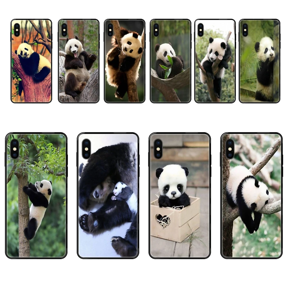 Для Xiaomi Mi Note A1 A2 A3 5 5s 6 8 9 10 SE Lite Pro Ultra Unny Cute Baby Panda Gift черный мягкий чехол из ТПУ |
