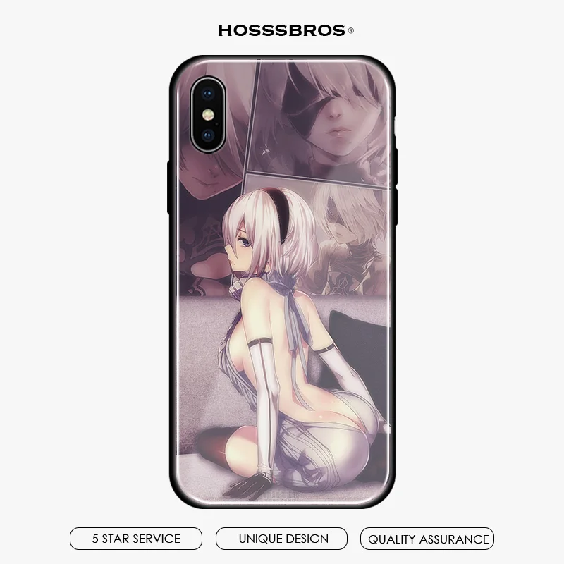 2B Nier automata Tempered Glass Soft silicone Phone Case Shell Cover For iPhone 5 5S SE 6 6S 7 8 Plus X Xr Xs 11 Pro Max | Мобильные