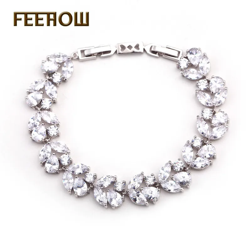 FEEHOW изысканные браслеты с кубическим цирконием модные кристаллами циркония