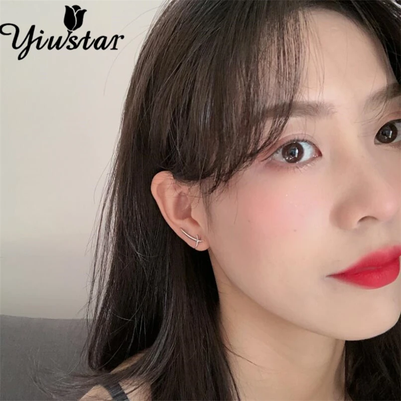Yiustar унисекс японский стиль меч самурая ушной Альпинист для женщин мужчин персонализированные ювелирные изделия модные геометрические серьги гвоздики подарок