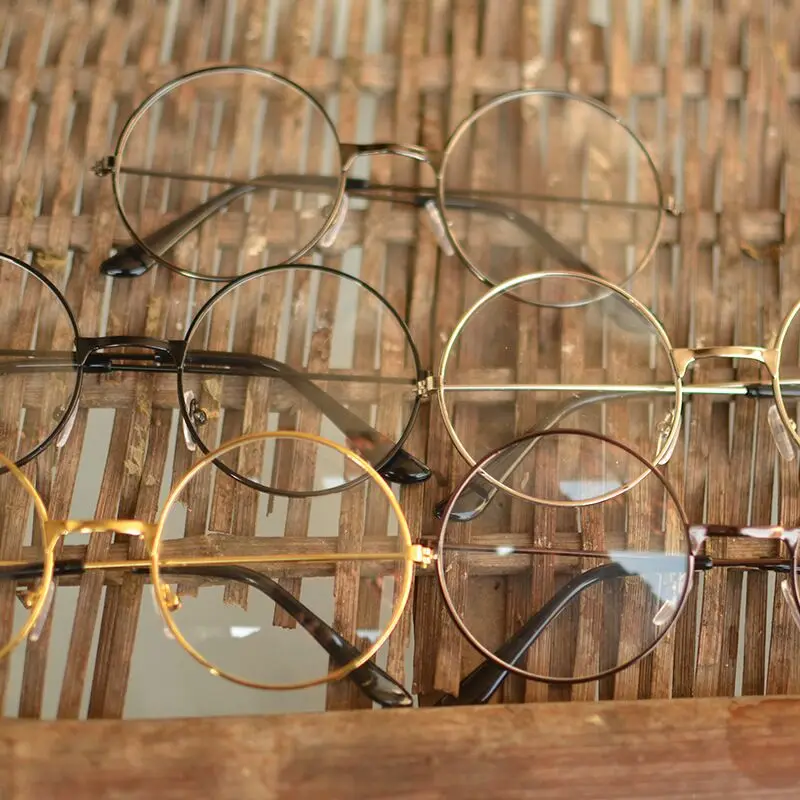 

9055 Retro circular spectacle frames for men and women with flat lens sunglasses