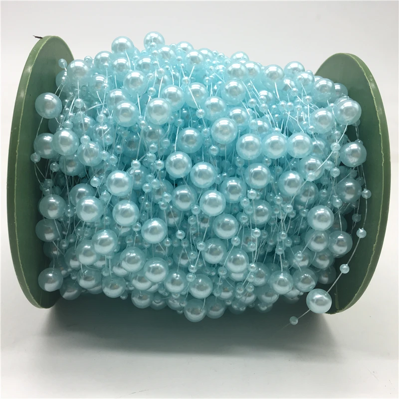8mm Beads Fishing Line Artificial Pearls Beads Chain Garland Flowers Wedding Party Decoration Brides Headgear imitation pearl beads 5yards/Lot