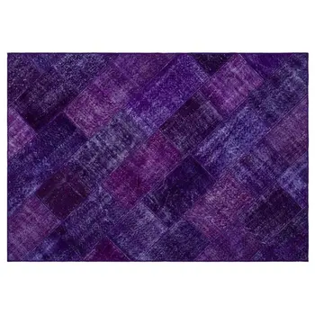 

Handmade Purple Vintage Overdyed Patchwork Area Rug 160x230 Cm-5'3''X7'7''