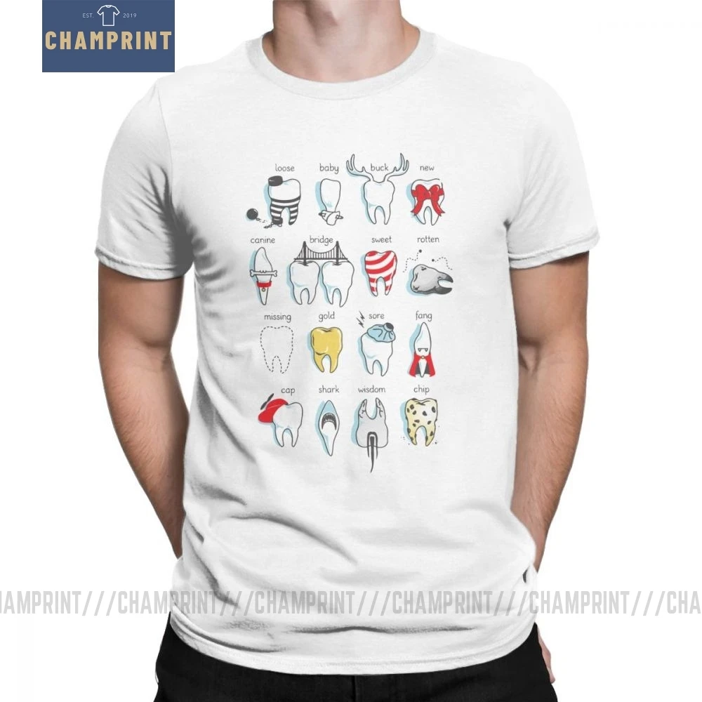 Мужские футболки для определения зубов, Забавные топы для стоматолога с коротким рукавом, креативная футболка с вырезом лодочкой, хлопок, футболки размера плюс
