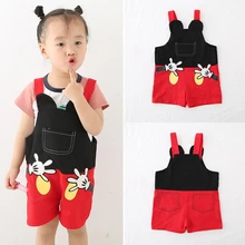 Комбинезон без рукавов для мальчиков и девочек; повседневные подтяжки с рисунком; шорты; Летний комбинезон