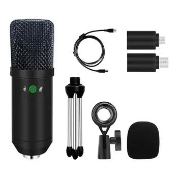 

Online Chatting Live Broadcast Studio Portable Aluminum Alloy Condenser Microphone USB Wired Singing For Mobile Computer
