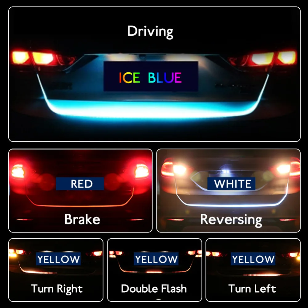 EURS 120 см светодиодный динамический стример указателя поворота Хвостовая коробка фары для багажника Светодиодная лента для стайлинга автомобилей Предупреждение - Испускаемый цвет: ice blue