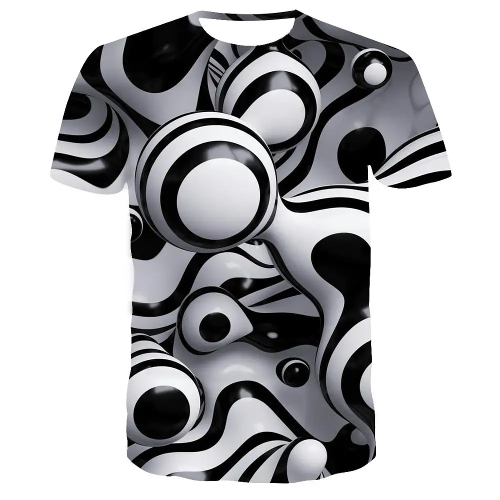 

3D digital printing 2019 men's casual T-shirt summer new round neck abstract explosion models short-sleeved street men's clot