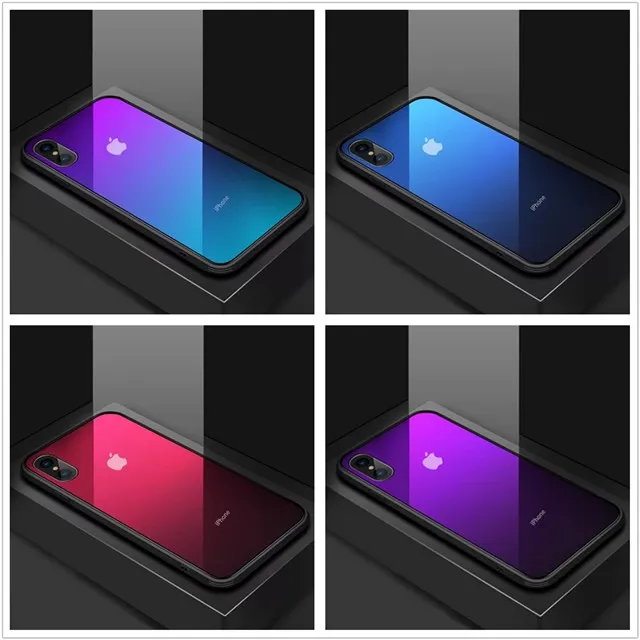 Роскошный градиентный стеклянный чехол Aurora для iPhone 11 pro X XS XR Max 6 6S 7 8 Plus Модный