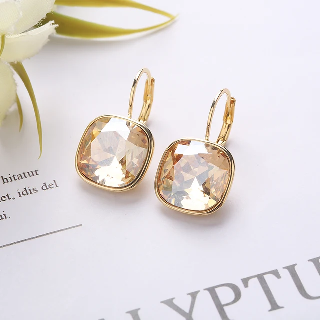 2021 New Design  Square Stones Earrings With French Hook Lever Back For Fashion Girls Wedding Gifts GGSHA